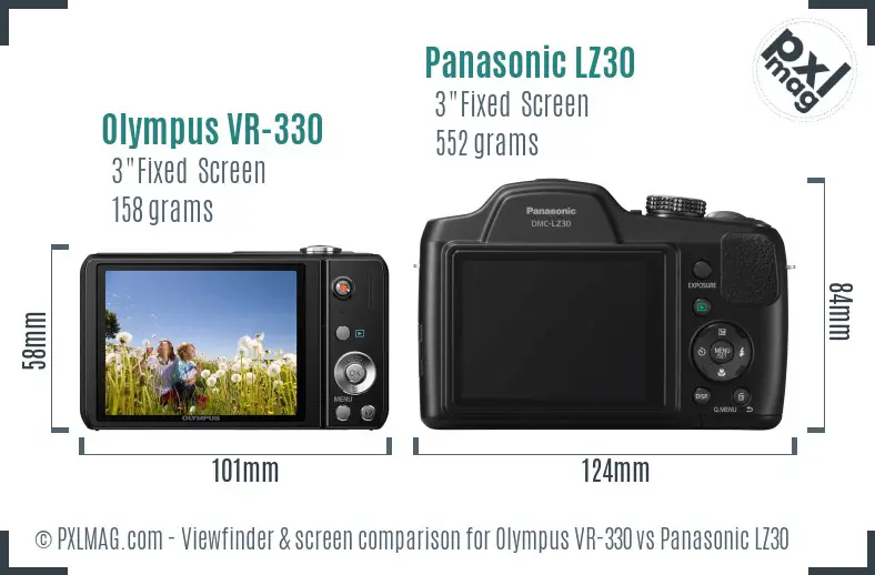 Olympus VR-330 vs Panasonic LZ30 Screen and Viewfinder comparison