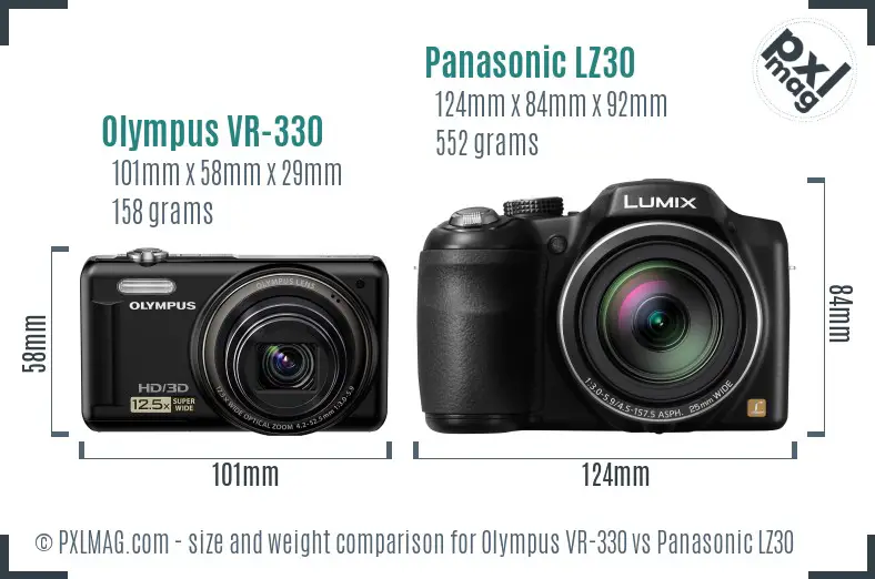 Olympus VR-330 vs Panasonic LZ30 size comparison