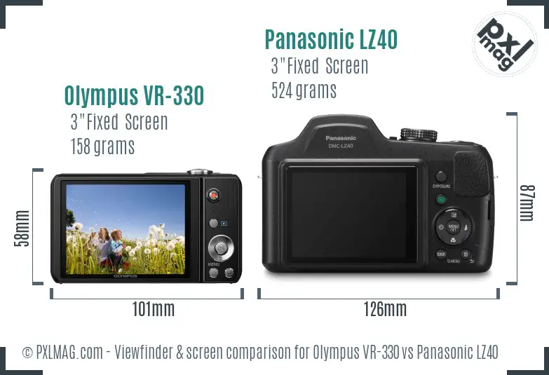 Olympus VR-330 vs Panasonic LZ40 Screen and Viewfinder comparison