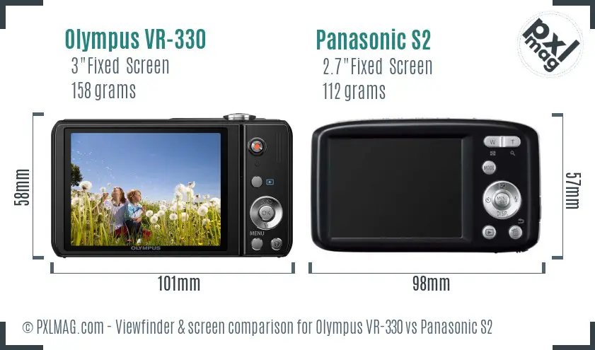 Olympus VR-330 vs Panasonic S2 Screen and Viewfinder comparison