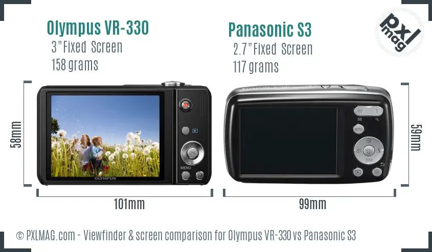 Olympus VR-330 vs Panasonic S3 Screen and Viewfinder comparison Olympus VR-330 vs Panasonic S3 Screen and Viewfinder comparison