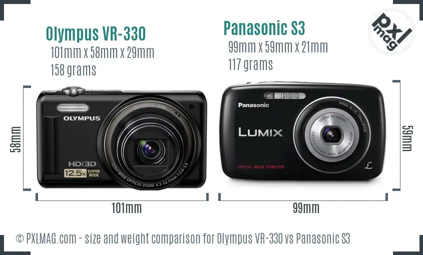 Olympus VR-330 vs Panasonic S3 size comparison Olympus VR-330 vs Panasonic S3 size comparison