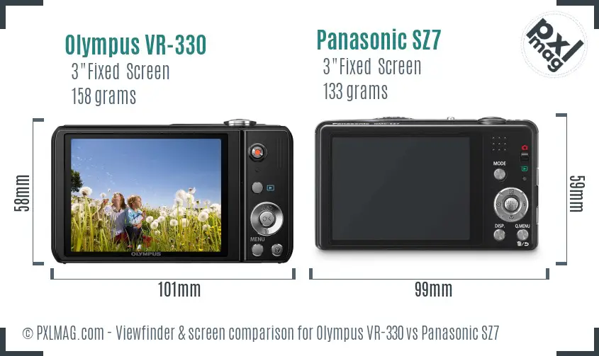 Olympus VR-330 vs Panasonic SZ7 Screen and Viewfinder comparison