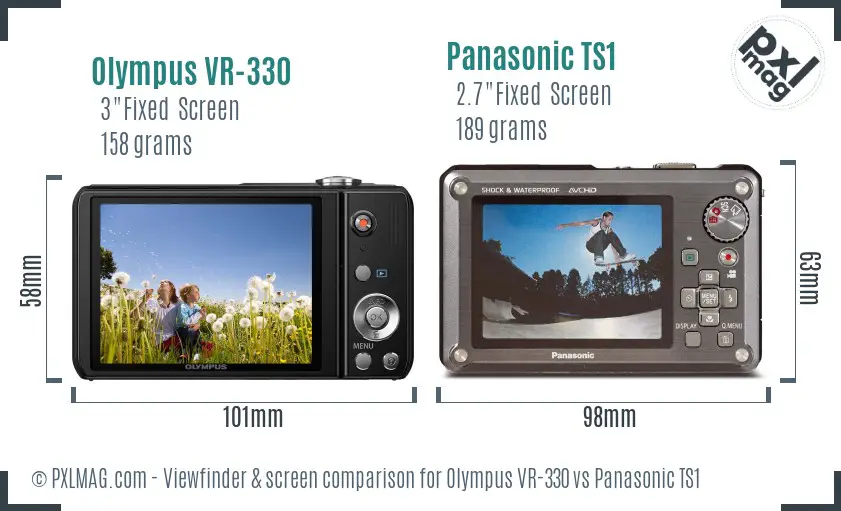 Olympus VR-330 vs Panasonic TS1 Screen and Viewfinder comparison