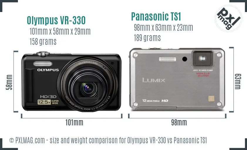 Olympus VR-330 vs Panasonic TS1 size comparison