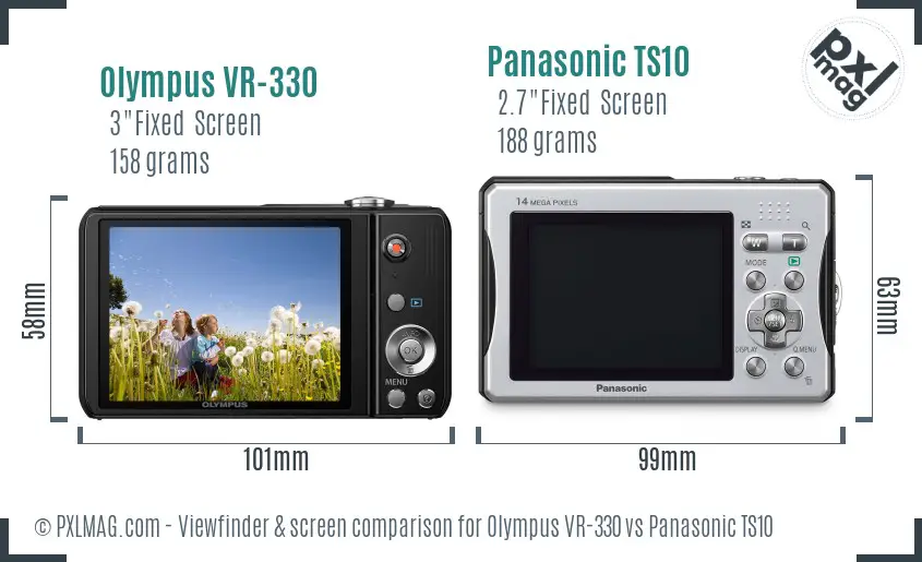 Olympus VR-330 vs Panasonic TS10 Screen and Viewfinder comparison