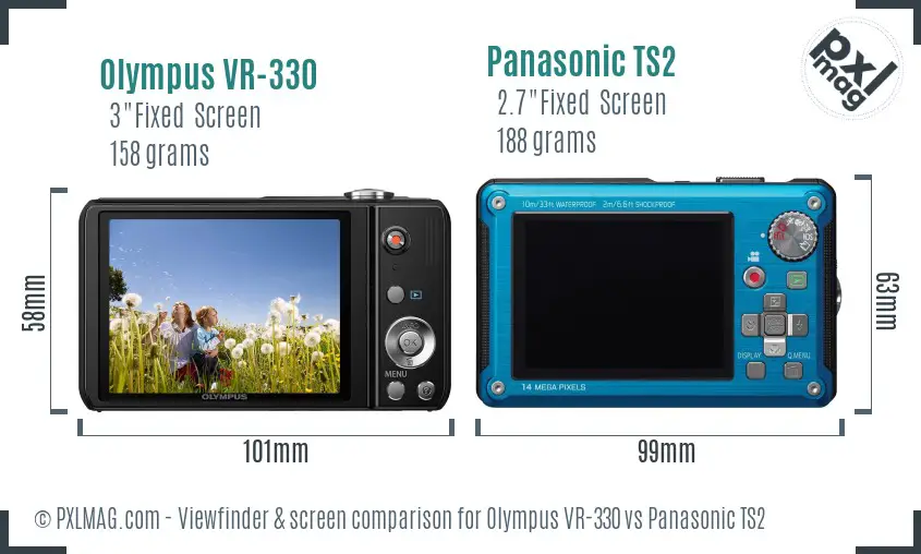 Olympus VR-330 vs Panasonic TS2 Screen and Viewfinder comparison