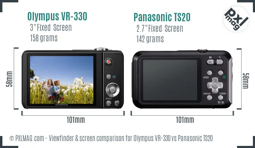 Olympus VR-330 vs Panasonic TS20 Screen and Viewfinder comparison Olympus VR-330 vs Panasonic TS20 Screen and Viewfinder comparison