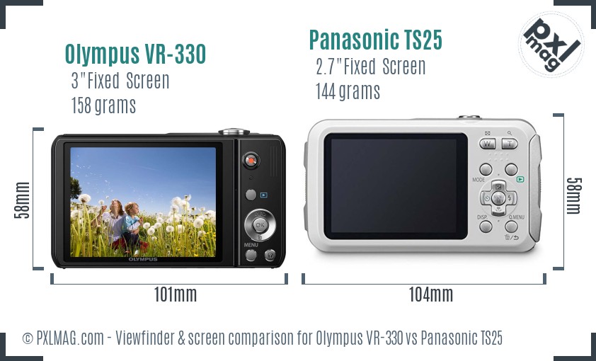 Olympus VR-330 vs Panasonic TS25 Screen and Viewfinder comparison