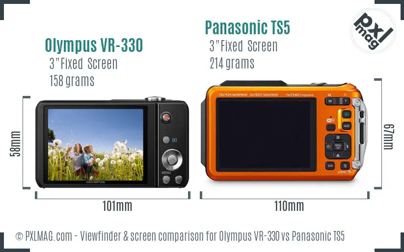 Olympus VR-330 vs Panasonic TS5 Screen and Viewfinder comparison