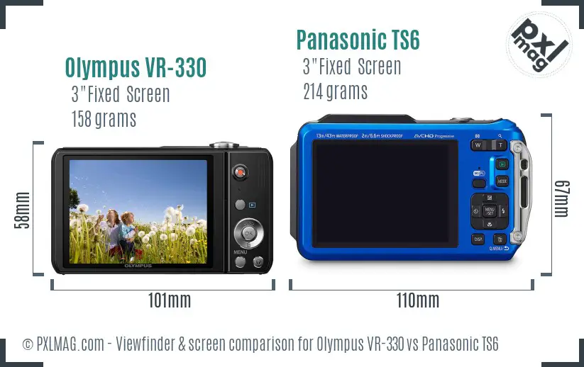 Olympus VR-330 vs Panasonic TS6 Screen and Viewfinder comparison