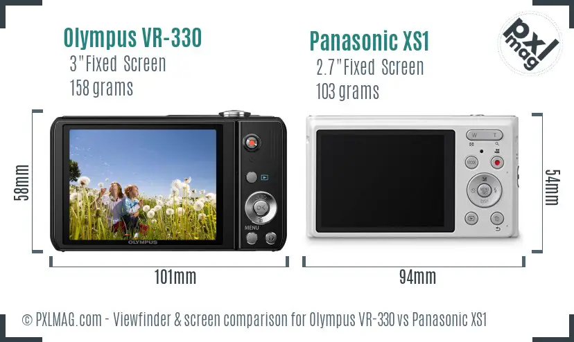 Olympus VR-330 vs Panasonic XS1 Screen and Viewfinder comparison