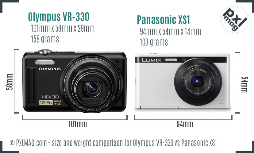 Olympus VR-330 vs Panasonic XS1 size comparison