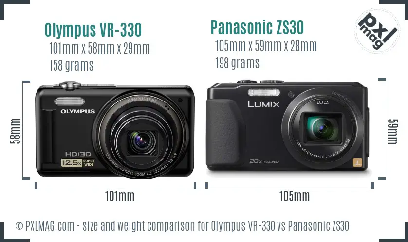 Olympus VR-330 vs Panasonic ZS30 size comparison