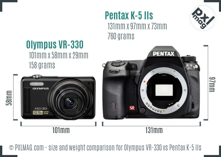 Olympus VR-330 vs Pentax K-5 IIs size comparison