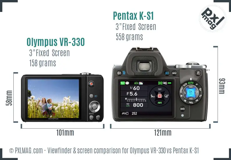 Olympus VR-330 vs Pentax K-S1 Screen and Viewfinder comparison