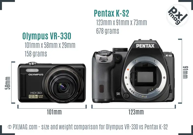 Olympus VR-330 vs Pentax K-S2 size comparison Olympus VR-330 vs Pentax K-S2 size comparison