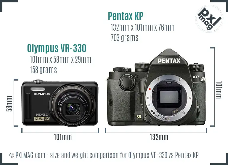 Olympus VR-330 vs Pentax KP size comparison Olympus VR-330 vs Pentax KP size comparison
