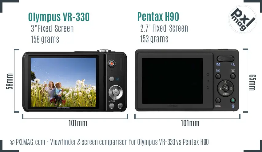 Olympus VR-330 vs Pentax H90 Screen and Viewfinder comparison Olympus VR-330 vs Pentax H90 Screen and Viewfinder comparison