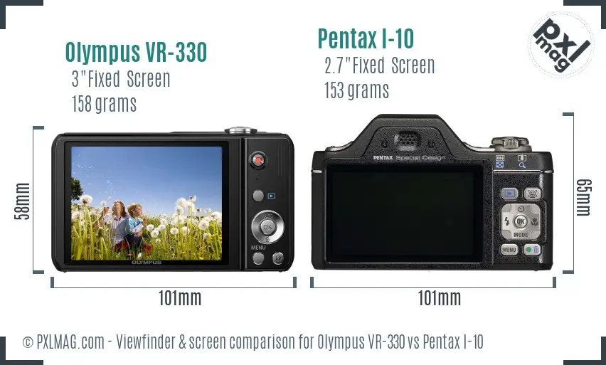 Olympus VR-330 vs Pentax I-10 Screen and Viewfinder comparison
