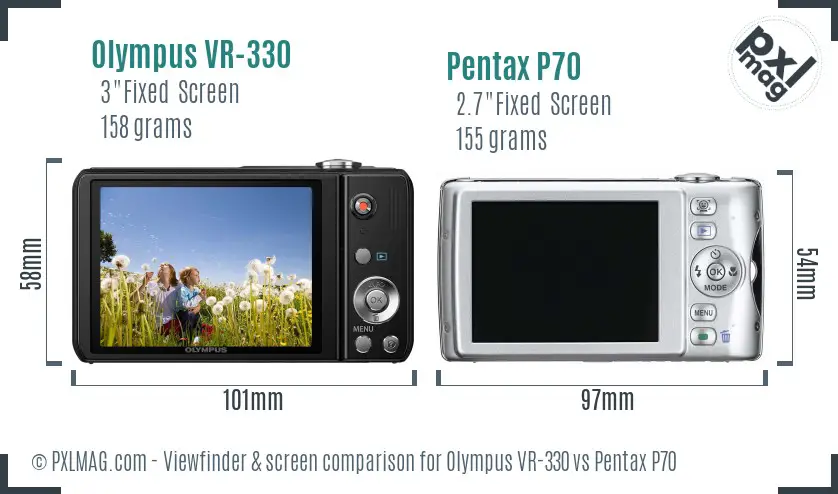 Olympus VR-330 vs Pentax P70 Screen and Viewfinder comparison