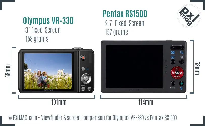 Olympus VR-330 vs Pentax RS1500 Screen and Viewfinder comparison