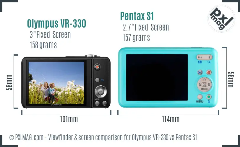 Olympus VR-330 vs Pentax S1 Screen and Viewfinder comparison