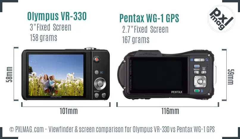 Olympus VR-330 vs Pentax WG-1 GPS Screen and Viewfinder comparison