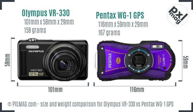 Olympus VR-330 vs Pentax WG-1 GPS size comparison