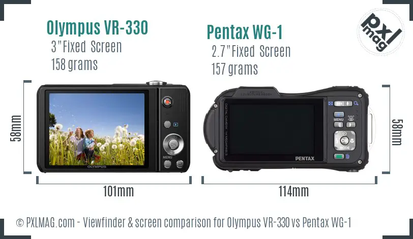 Olympus VR-330 vs Pentax WG-1 Screen and Viewfinder comparison