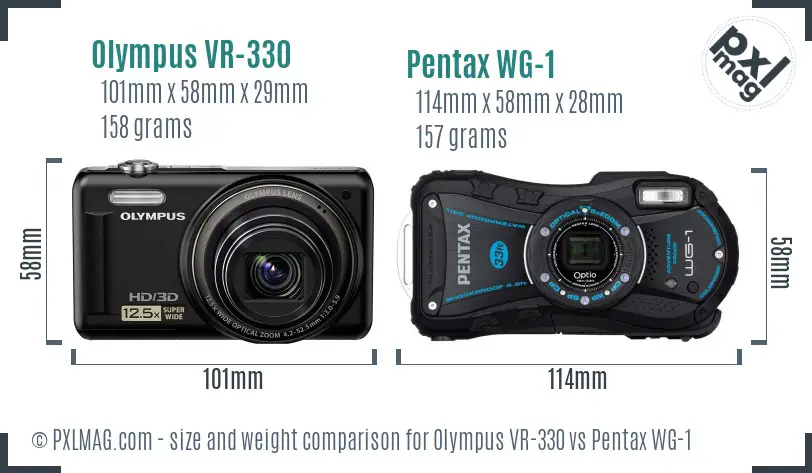 Olympus VR-330 vs Pentax WG-1 size comparison