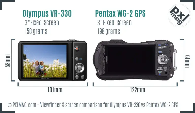 Olympus VR-330 vs Pentax WG-2 GPS Screen and Viewfinder comparison