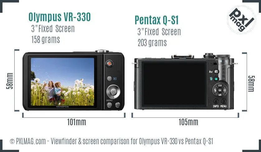 Olympus VR-330 vs Pentax Q-S1 Screen and Viewfinder comparison