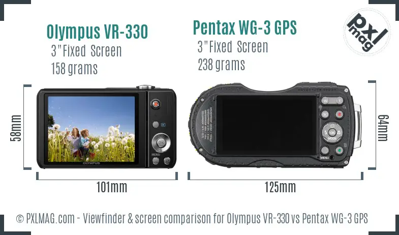 Olympus VR-330 vs Pentax WG-3 GPS Screen and Viewfinder comparison