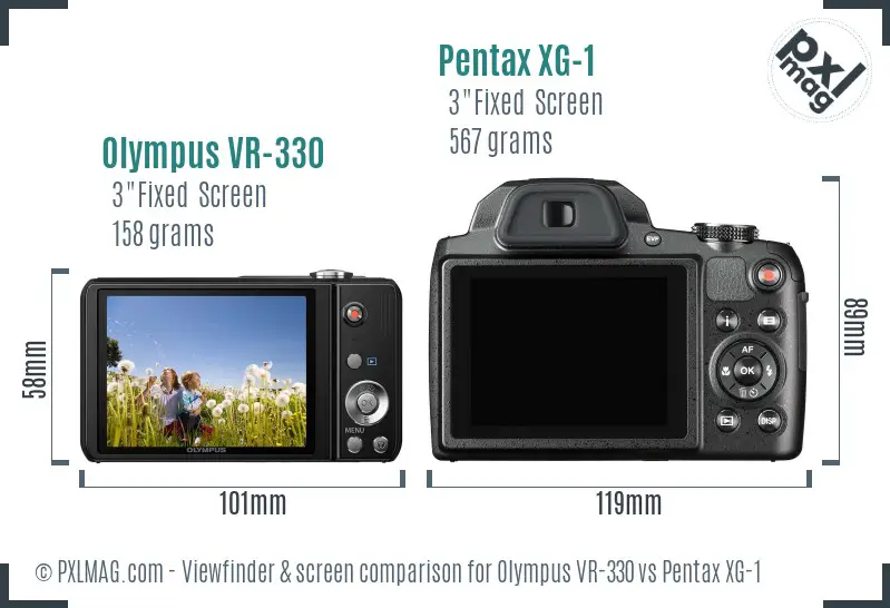Olympus VR-330 vs Pentax XG-1 Screen and Viewfinder comparison