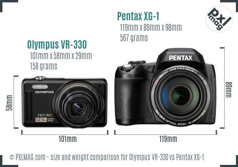 Olympus VR-330 vs Pentax XG-1 size comparison
