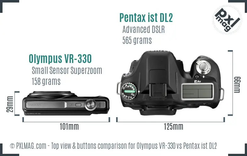 Olympus VR-330 vs Pentax ist DL2 top view buttons comparison