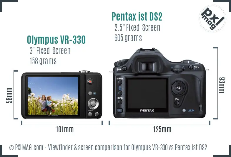 Olympus VR-330 vs Pentax ist DS2 Screen and Viewfinder comparison