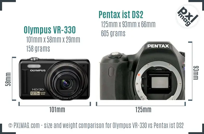 Olympus VR-330 vs Pentax ist DS2 size comparison