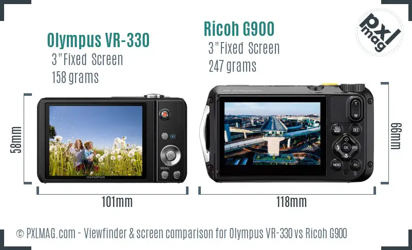 Olympus VR-330 vs Ricoh G900 Screen and Viewfinder comparison