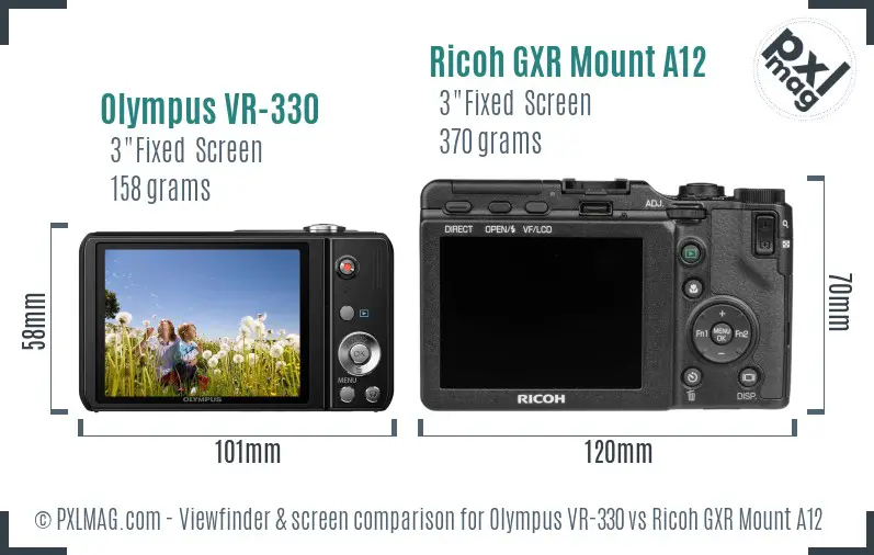 Olympus VR-330 vs Ricoh GXR Mount A12 Screen and Viewfinder comparison