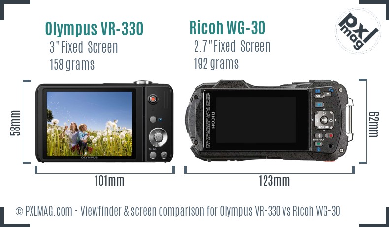 Olympus VR-330 vs Ricoh WG-30 Screen and Viewfinder comparison