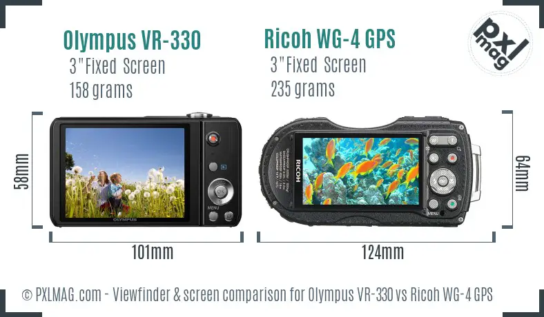 Olympus VR-330 vs Ricoh WG-4 GPS Screen and Viewfinder comparison