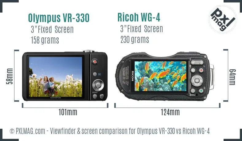 Olympus VR-330 vs Ricoh WG-4 Screen and Viewfinder comparison