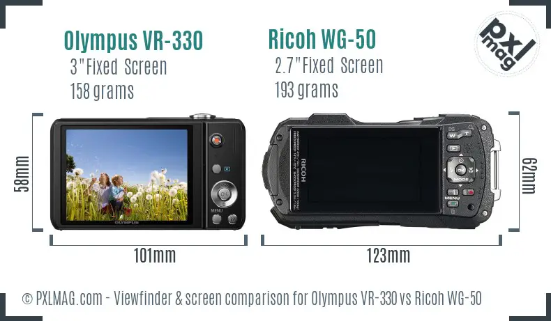 Olympus VR-330 vs Ricoh WG-50 Screen and Viewfinder comparison Olympus VR-330 vs Ricoh WG-50 Screen and Viewfinder comparison