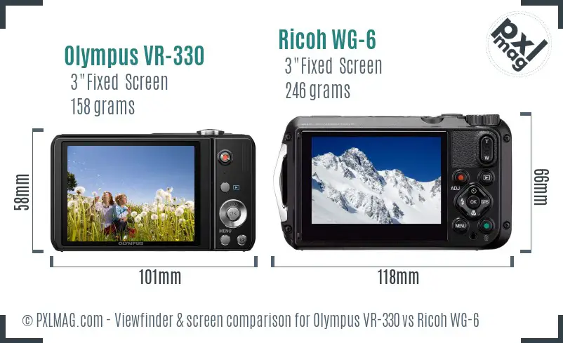 Olympus VR-330 vs Ricoh WG-6 Screen and Viewfinder comparison Olympus VR-330 vs Ricoh WG-6 Screen and Viewfinder comparison