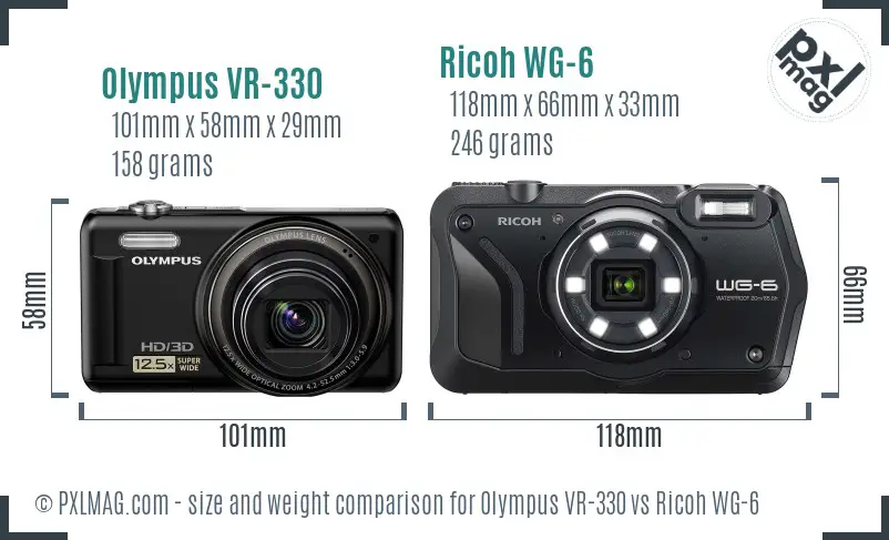 Olympus VR-330 vs Ricoh WG-6 size comparison Olympus VR-330 vs Ricoh WG-6 size comparison