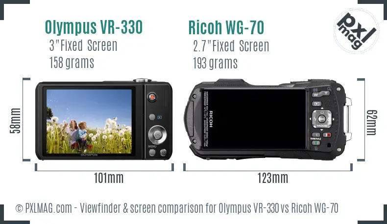 Olympus VR-330 vs Ricoh WG-70 Screen and Viewfinder comparison