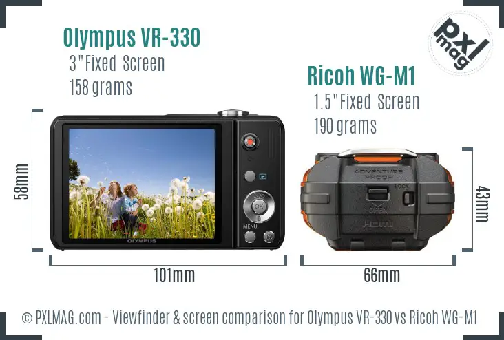 Olympus VR-330 vs Ricoh WG-M1 Screen and Viewfinder comparison
