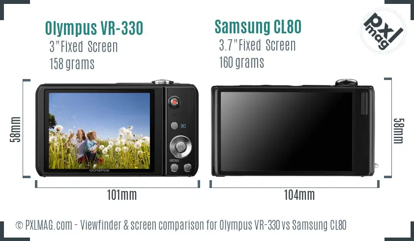 Olympus VR-330 vs Samsung CL80 Screen and Viewfinder comparison